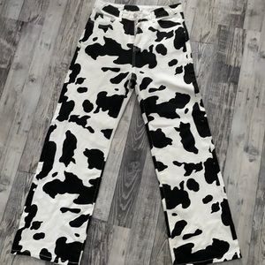 Cow print jeans